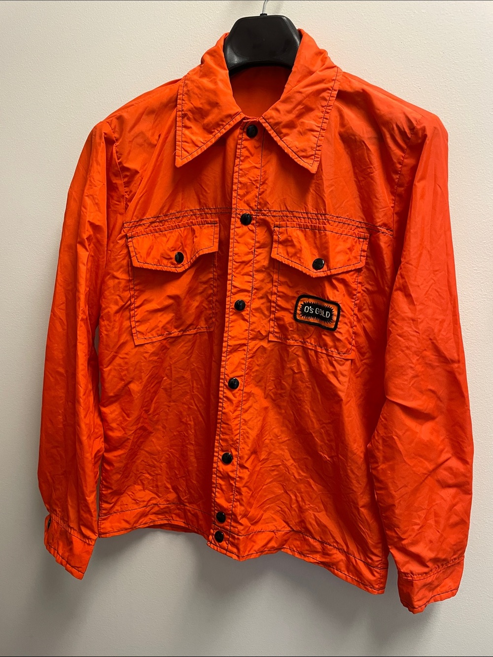 Vintage Swingster Collared Nylon Button-Front Jacket.  O’s Gold Logo Men’s Small